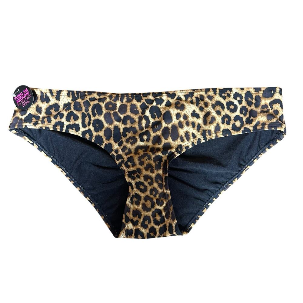 Smart & Sexy Swim Leopard Ruched Back Sexy‎ Cheeky Swim Bikini Bottom Size L